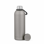 Botella térmica de acero inox reciclado con asa de silicona 490ml color plateado segunda vista frontal