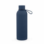 Botella térmica de acero inox reciclado con asa de silicona 490ml color azul marino segunda vista