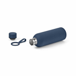 Botella térmica de acero inox reciclado con asa de silicona 490ml color azul marino tercera vista