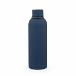 Botella térmica de acero inox reciclado con asa de silicona 490ml color azul marino vista trasera