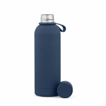Botella térmica de acero inox reciclado con asa de silicona 490ml color azul marino segunda vista frontal