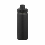 Botella térmica de acero inoxidable reciclado con tapa doble 500ml color negro vista trasera