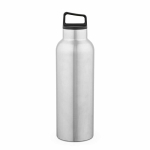 Botella térmica de acero inoxidable reciclado con asa de transporte 2L color plateado vista frontal