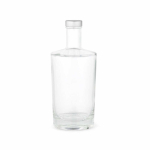 Botella de vidrio cilíndrica con cuello estrecho y tapa plateada 760ml color transparente