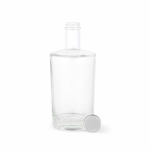 Botella de vidrio cilíndrica con cuello estrecho y tapa plateada 760ml color transparente segunda vista