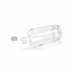 Botella de vidrio cilíndrica con cuello estrecho y tapa plateada 760ml color transparente tercera vista