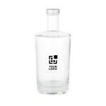 Botella de vidrio cilíndrica con cuello estrecho y tapa plateada 760ml vista principal