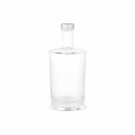 Botella cilíndrica de vidrio con tapa plateada antigoteo 540ml color transparente