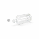 Botella cilíndrica de vidrio con tapa plateada antigoteo 540ml color transparente tercera vista
