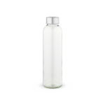 Botella de vidrio con tapa de rosca plateada antigoteo 510ml color transparente vista frontal
