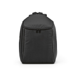 Mochila isotérmica de poliéster reciclado y doble cremallera 12L color negro vista frontal