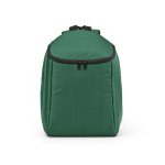 Mochila isotérmica de poliéster reciclado y doble cremallera 12L color verde vista frontal