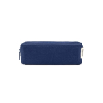 Estuche multiusos de lona reciclada con cremallera 270 g/m2 color azul marino vista frontal