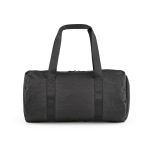 Bolsa de gimnasio de nylon reciclado con compartimento para calzado color negro vista trasera