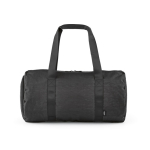 Bolsa de gimnasio de nylon reciclado con compartimento para calzado color negro vista frontal