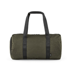 Bolsa de gimnasio de nylon reciclado con compartimento para calzado color verde oscuro vista frontal