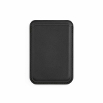 Portatarjetas magnético para móvil en piel sintética con clip color negro vista frontal