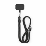 Correa de poliéster reciclado universal para móvil y ajustable color negro vista frontal