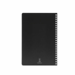 Libreta con tapa blanda y espiral lateral A5 hojas a rayas color negro vista trasera