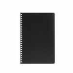Libreta con tapa blanda y espiral lateral A5 hojas a rayas color negro vista frontal