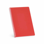 Libreta con tapa blanda y espiral lateral A5 hojas a rayas color rojo