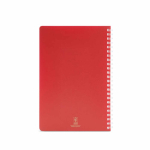Libreta con tapa blanda y espiral lateral A5 hojas a rayas color rojo vista trasera