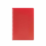 Libreta con tapa blanda y espiral lateral A5 hojas a rayas color rojo vista frontal