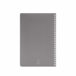 Libreta con tapa blanda y espiral lateral A5 hojas a rayas color gris vista trasera