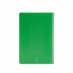 Libreta con tapa blanda y espiral lateral A5 hojas a rayas color verde vista trasera