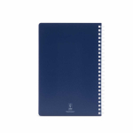 Libreta con tapa blanda y espiral lateral A5 hojas a rayas color azul marino vista trasera