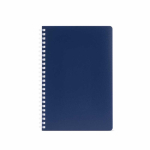 Libreta con tapa blanda y espiral lateral A5 hojas a rayas color azul marino vista frontal