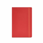 Cuaderno de piel sintética reciclada con tapa blanda A5 hojas a rayas color rojo vista frontal