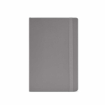 Cuaderno de piel sintética reciclada con tapa blanda A5 hojas a rayas color gris vista frontal