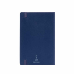 Cuaderno de piel sintética reciclada con tapa blanda A5 hojas a rayas color azul marino vista trasera