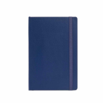 Cuaderno de piel sintética reciclada con tapa blanda A5 hojas a rayas color azul marino vista frontal