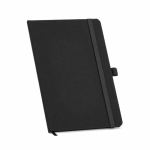 Libreta ecológica de tapa dura con bolsillo interior A5 hojas a rayas color negro