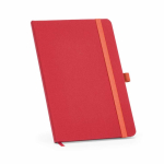 Libreta ecológica de tapa dura con bolsillo interior A5 hojas a rayas color rojo