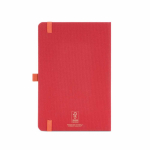Libreta ecológica de tapa dura con bolsillo interior A5 hojas a rayas color rojo vista trasera