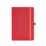 Libreta ecológica de tapa dura con bolsillo interior A5 hojas a rayas color rojo vista frontal