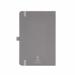 Libreta ecológica de tapa dura con bolsillo interior A5 hojas a rayas color gris vista trasera