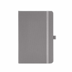 Libreta ecológica de tapa dura con bolsillo interior A5 hojas a rayas color gris vista frontal