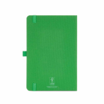 Libreta ecológica de tapa dura con bolsillo interior A5 hojas a rayas color verde vista trasera