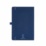 Libreta ecológica de tapa dura con bolsillo interior A5 hojas a rayas color azul marino vista trasera