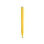 Bolígrafo de plástico reciclado con diseño ultraligero y tinta azul color amarillo vista trasera