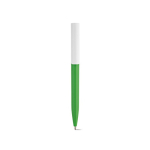 Bolígrafo de plástico reciclado con diseño ultraligero y tinta azul color verde vista frontal