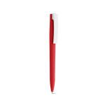 Bolígrafo con cuerpo de plástico reciclado, clip grande y tinta azul color rojo