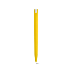 Bolígrafo con cuerpo de plástico reciclado, clip grande y tinta azul color amarillo vista trasera