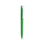 Bolígrafo con cuerpo de plástico reciclado, clip grande y tinta azul color verde