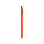Bolígrafo con cuerpo de plástico reciclado, clip grande y tinta azul color naranja