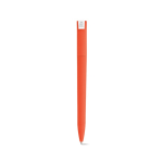 Bolígrafo con cuerpo de plástico reciclado, clip grande y tinta azul color naranja vista trasera
